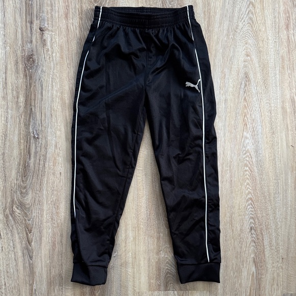 Puma Kids Black Joggers with White Accents - Picture 1 of 5